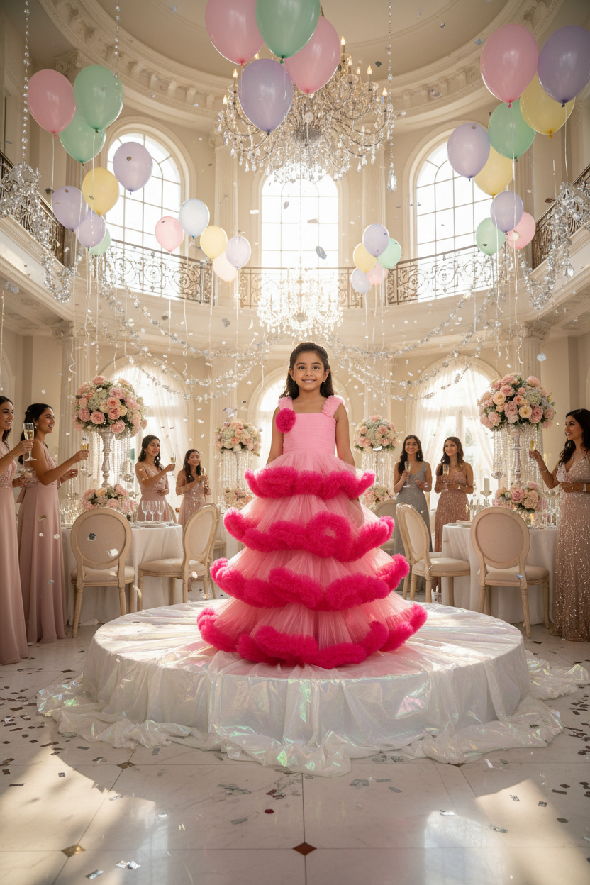 Girls Pink Gown length Party dress M230801