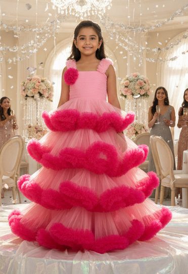 Girls Pink Gown length Party dress M230801