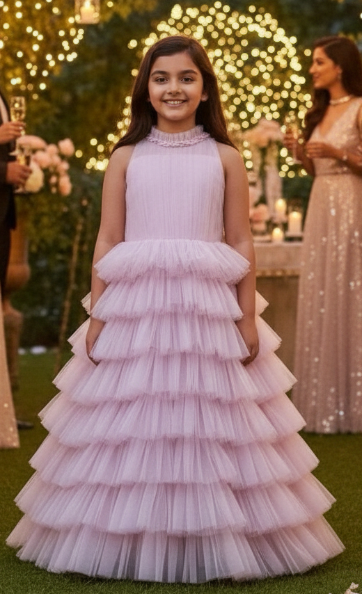 Girls purple gown length dress M230701