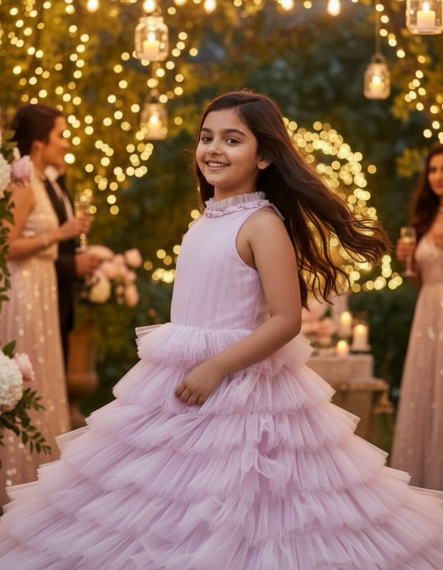 Girls purple gown length dress M230701