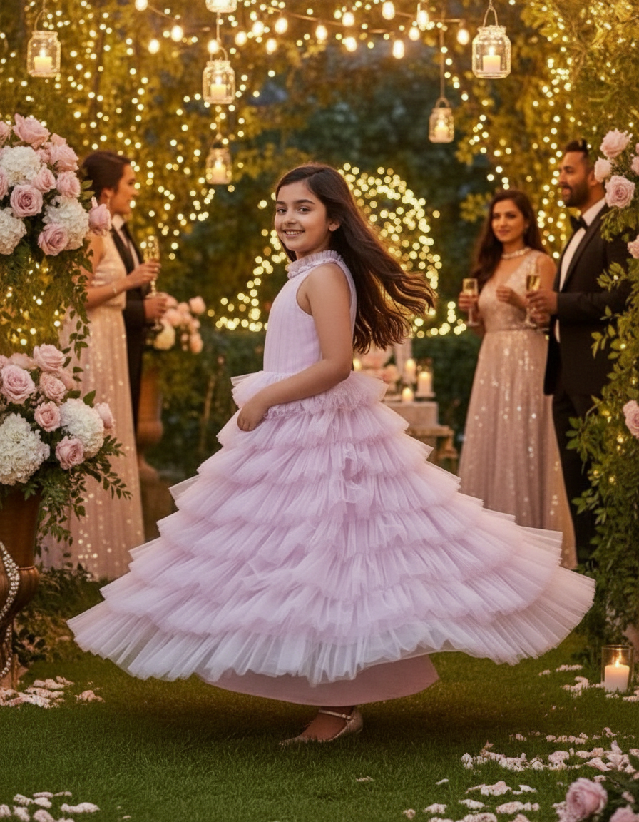 Girls purple gown length dress M230701