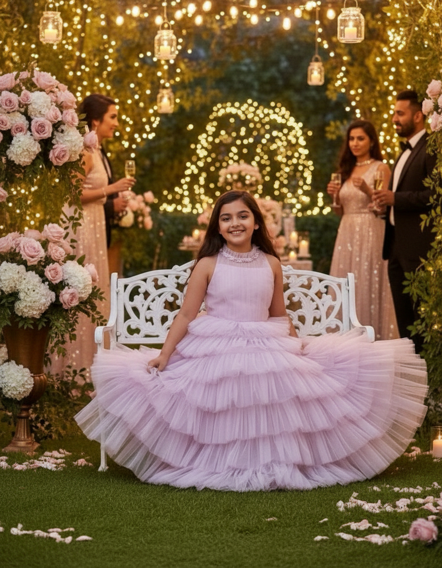 Girls purple gown length dress M230701