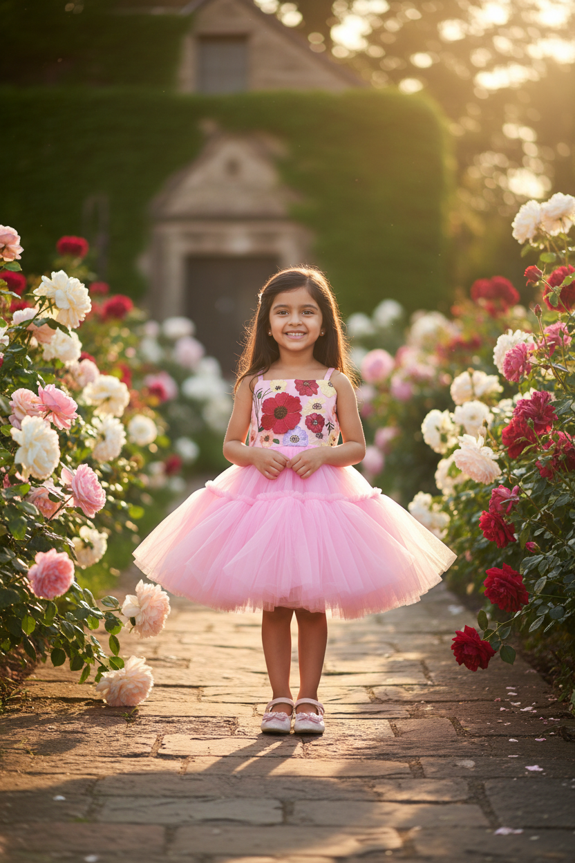 Girls pink casual frock m250037