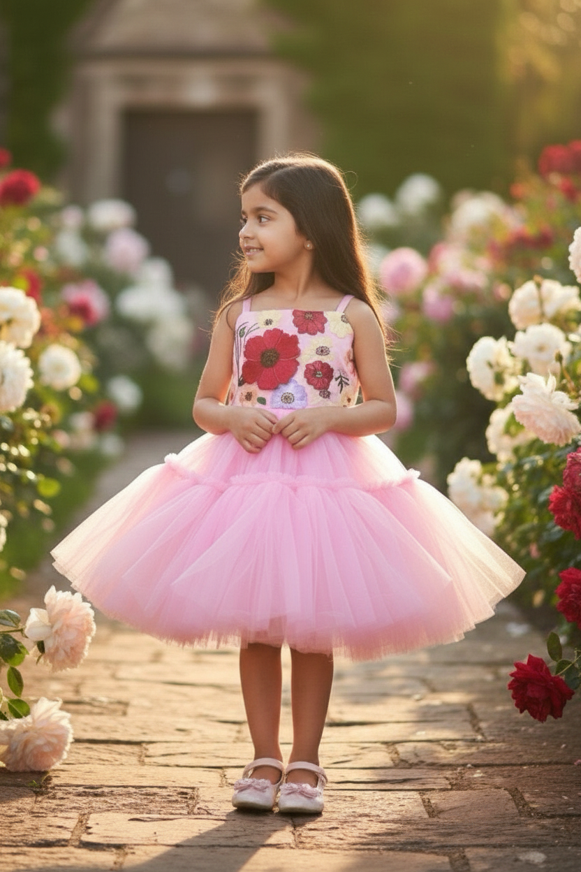 Girls pink casual frock m250037