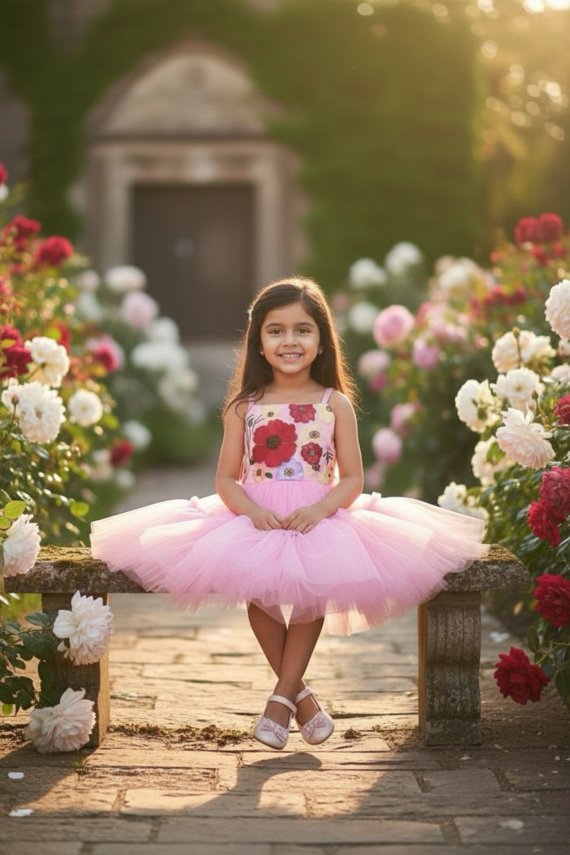 Girls pink casual frock m250037