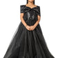 Black Flared Net Designer Gown For Girls
