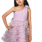 Purple One Shoulder Lilac Frilled Dress For Girls