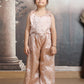 champagne Color Ethnic Wear Sleeveless plazzo top Set For Girls M250318