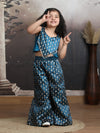 Green Color Ethnic Wear Sleeveless plazzo top Set For Girls M250319