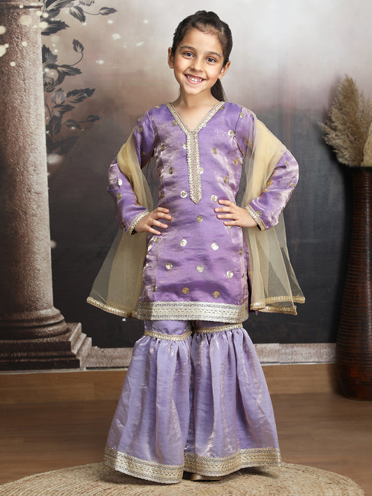 purple silk blended sharara setM250322