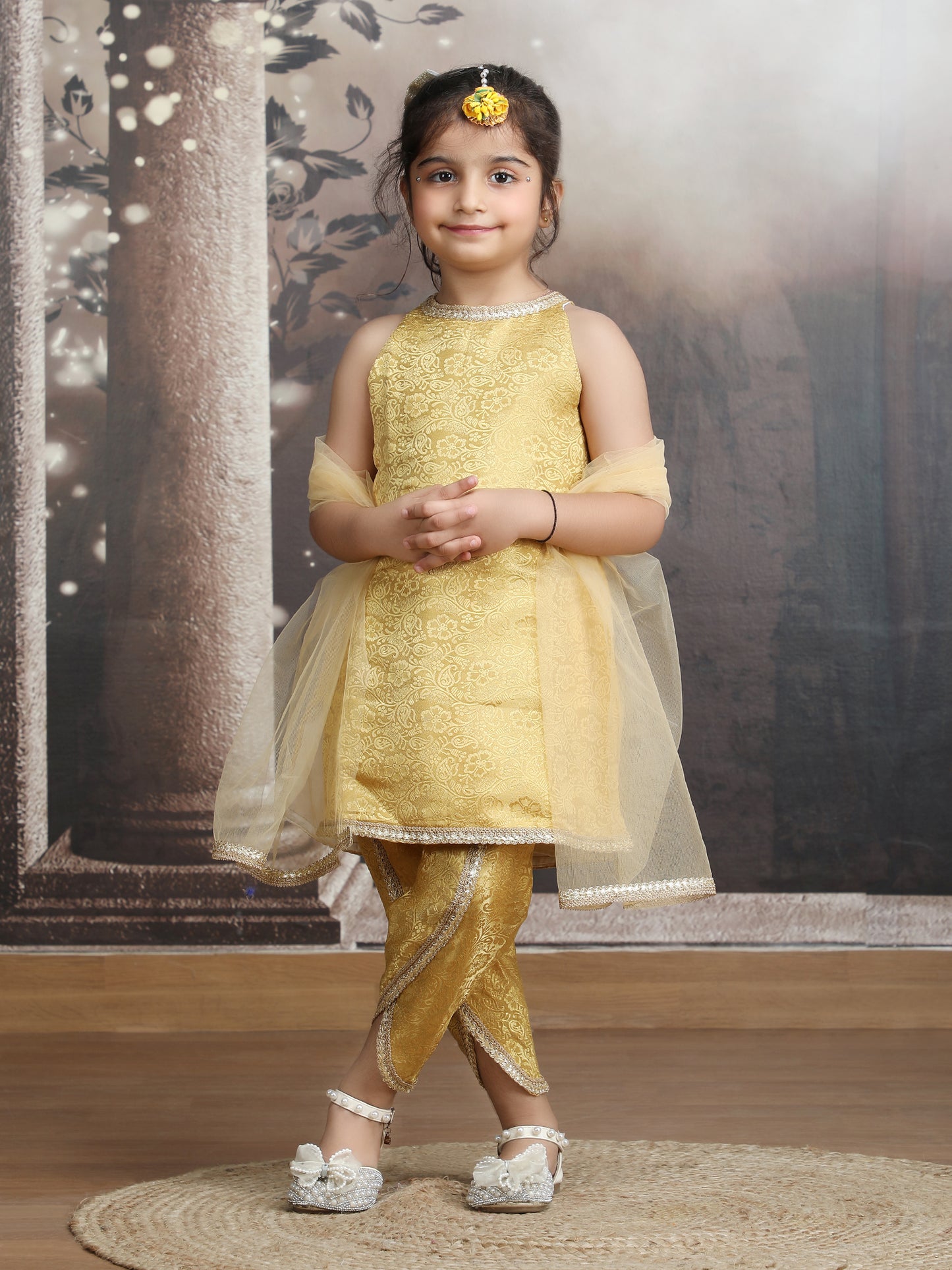 gold-dhoti-suit  M250327