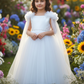 Girls champagne gown length party dress m250065