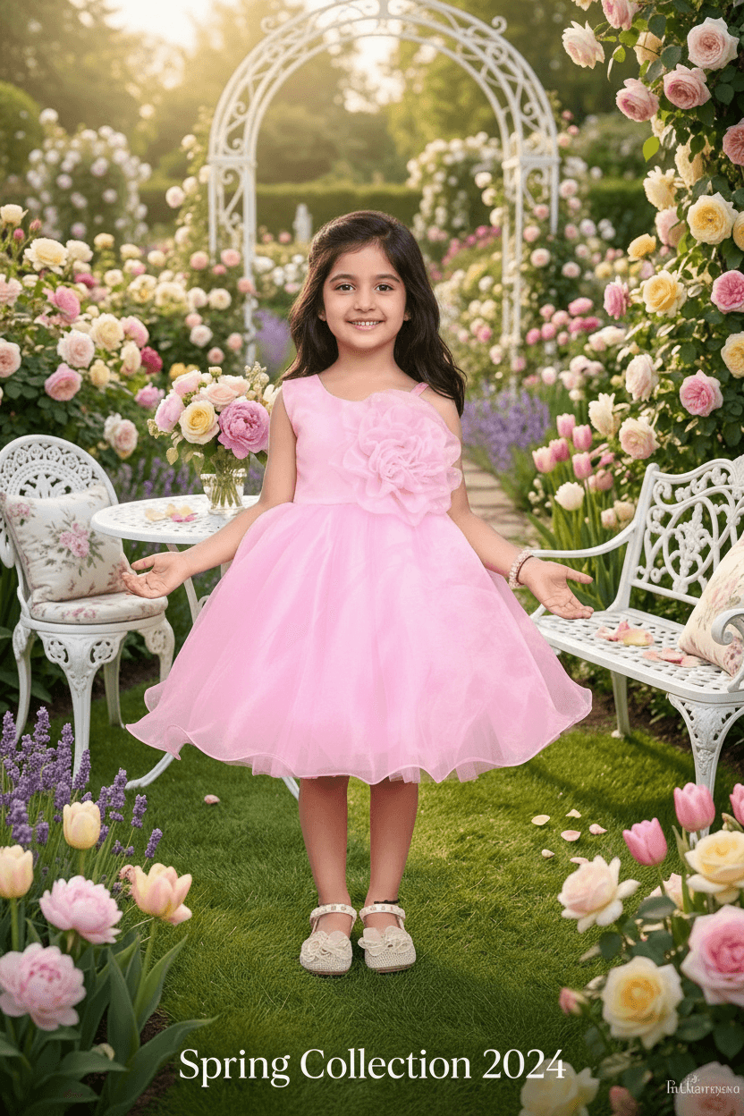 Girls pink casual frock m250049