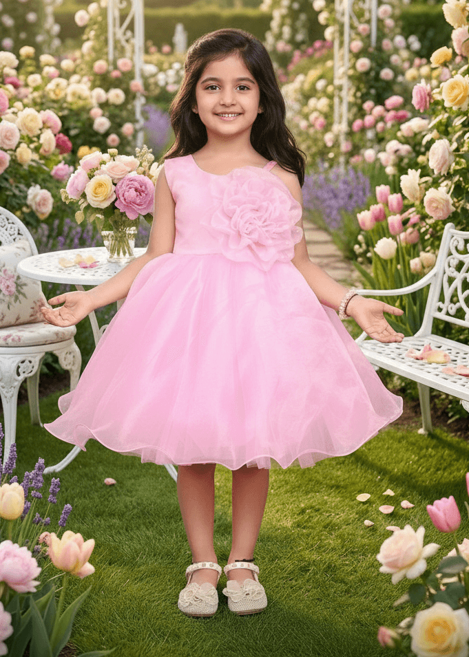 Girls pink casual frock m250049