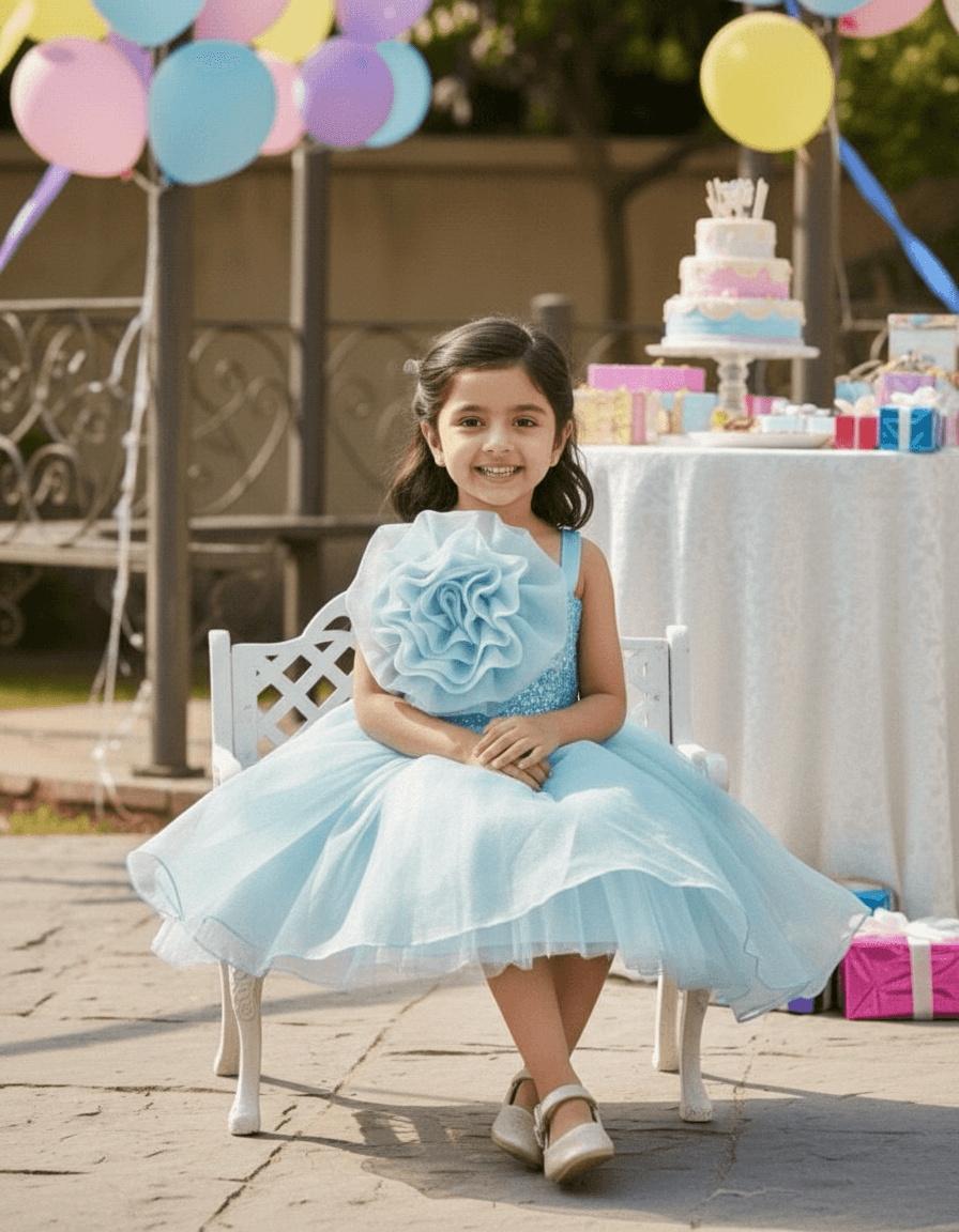 Girls blue casual frock m250050