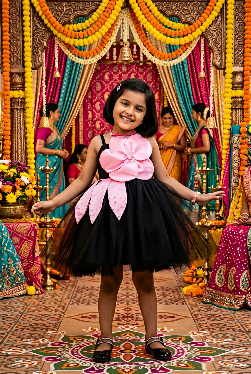Girls black  Party frock m240045