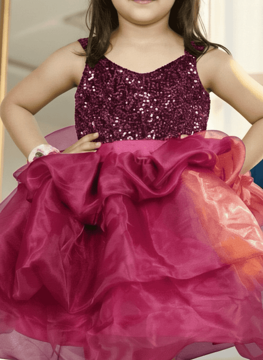 Girls wine casual frock m250046