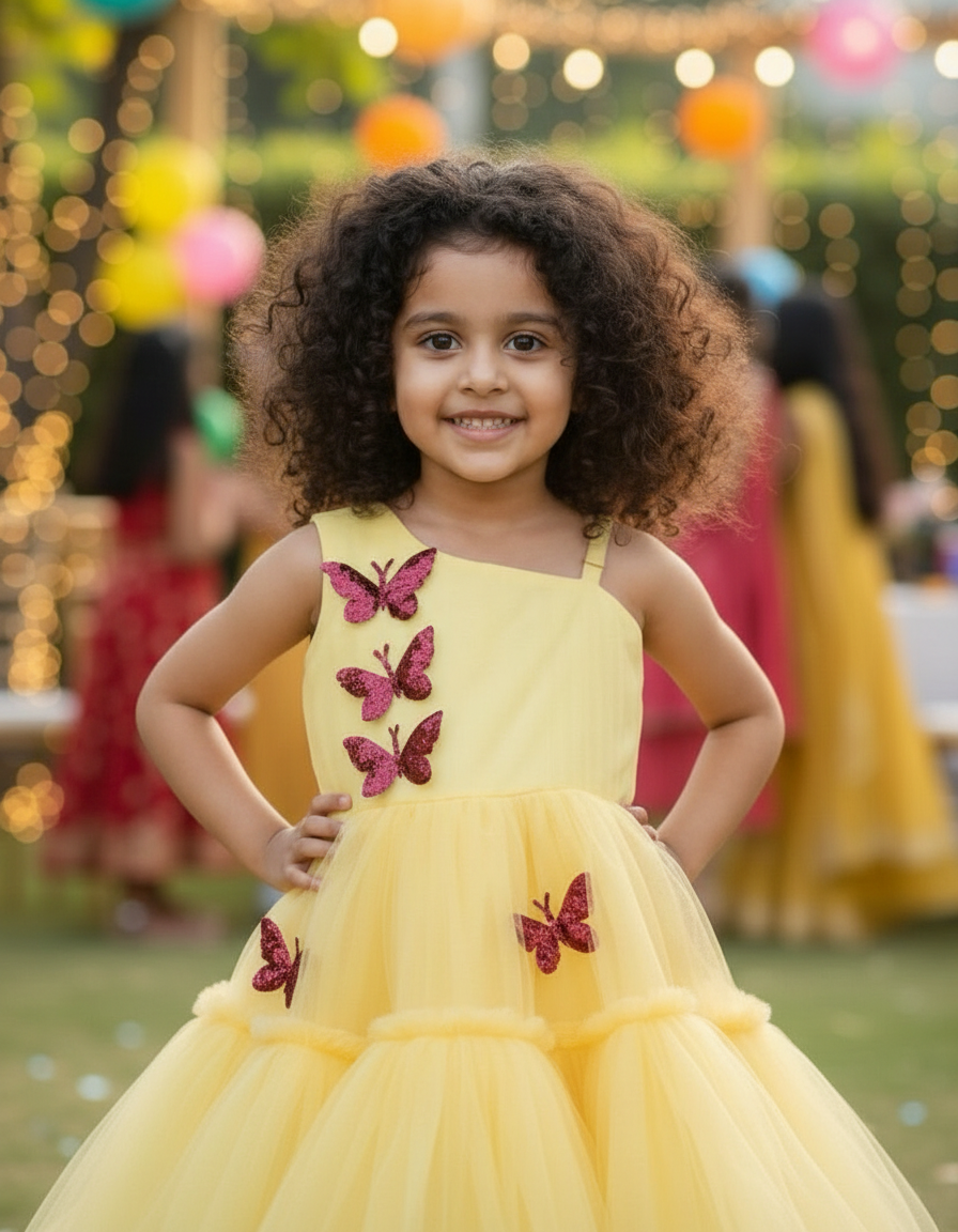 Girls yellow casual frock m250042
