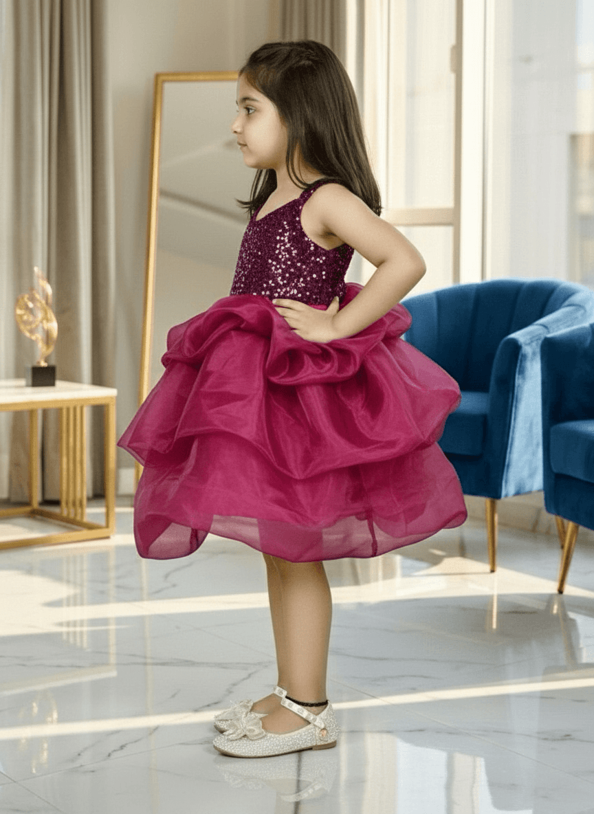 Girls wine casual frock m250046