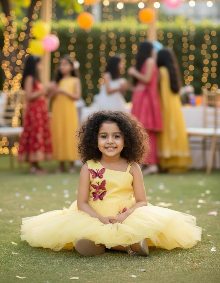 Girls yellow casual frock m250042