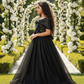 Black Flared Net Designer Gown For Girls