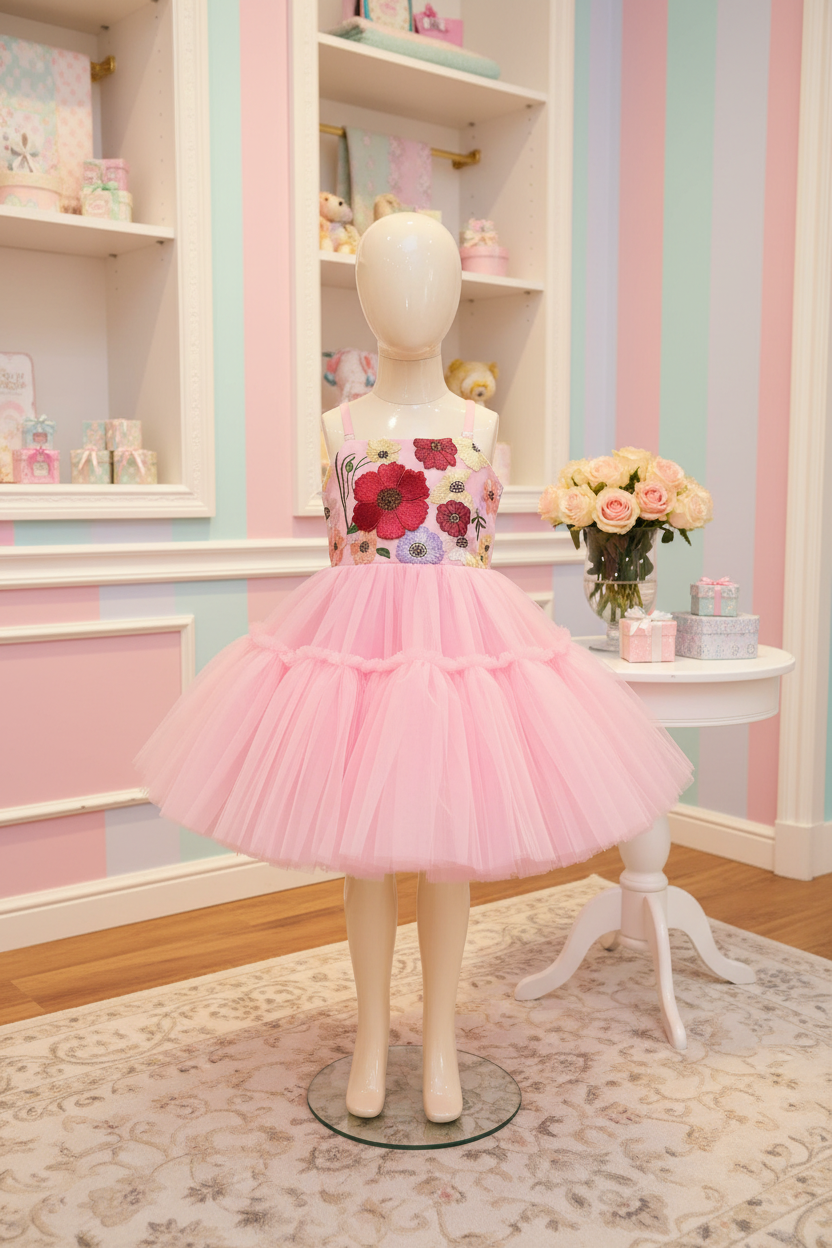 Girls pink casual frock m250037