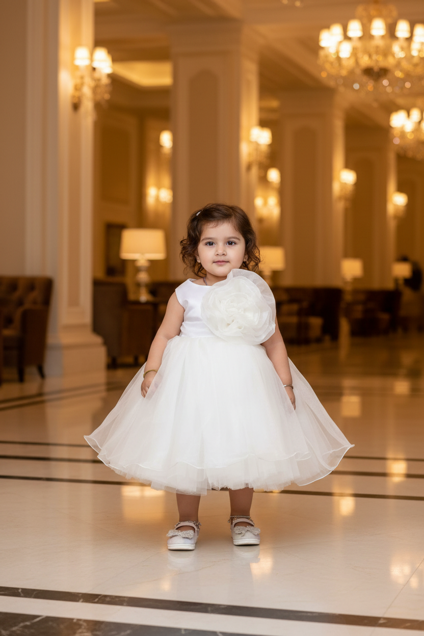 Girls white casual frock m250051