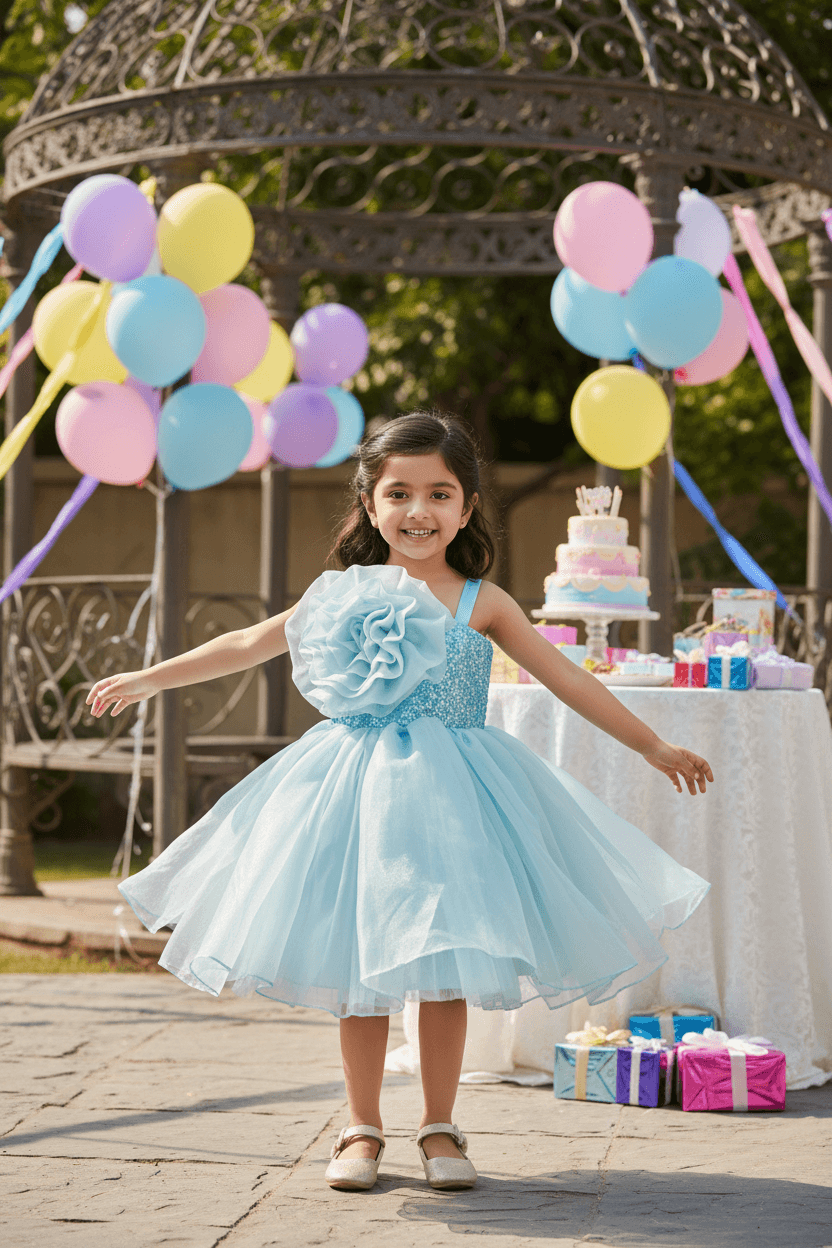 Girls blue casual frock m250050