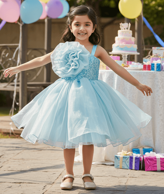 Girls blue casual frock m250050