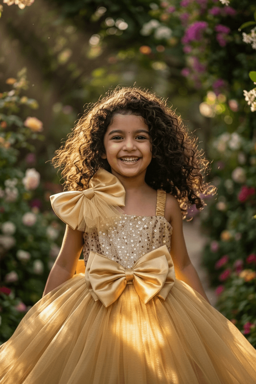Yellow party frock for girls-M250116