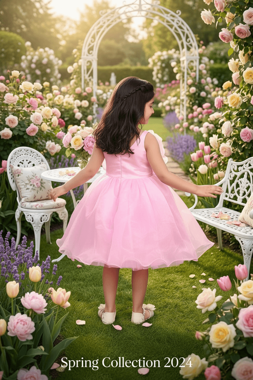 Girls pink casual frock m250049