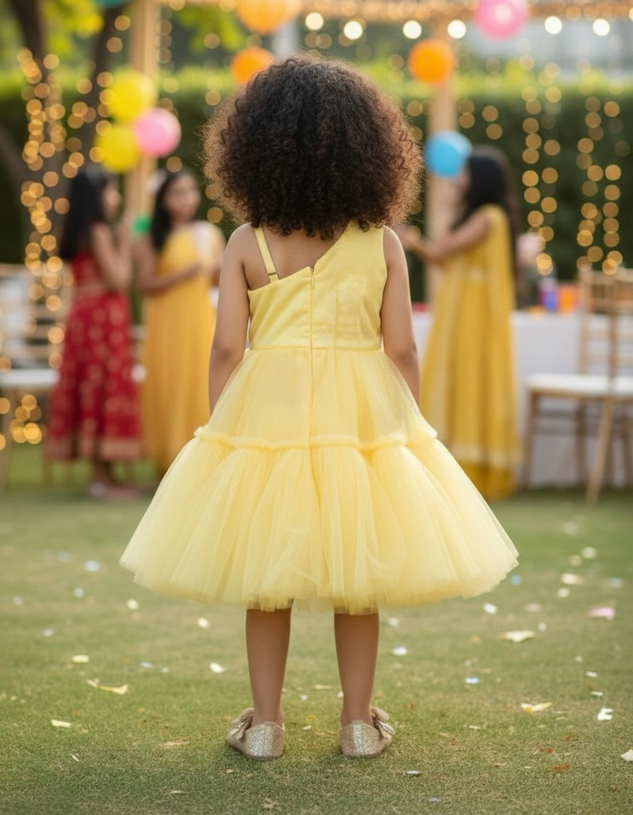 Girls yellow casual frock m250042