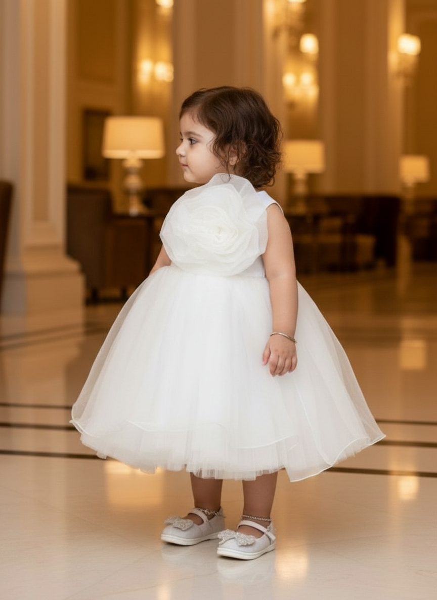 Girls white casual frock m250051