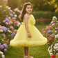 Yellow party frock for girls-M250115