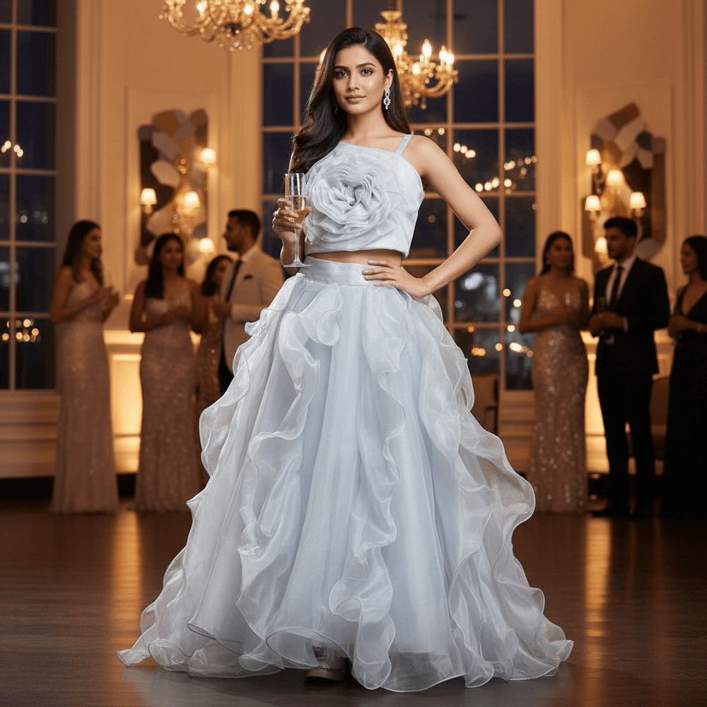 Grey Designer lehenga choli set