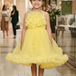 Yellow party frock for girls-M250115