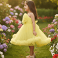 Yellow party frock for girls-M250115