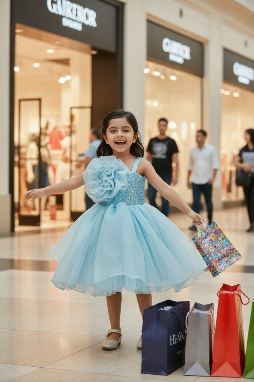 Girls blue casual frock m250050