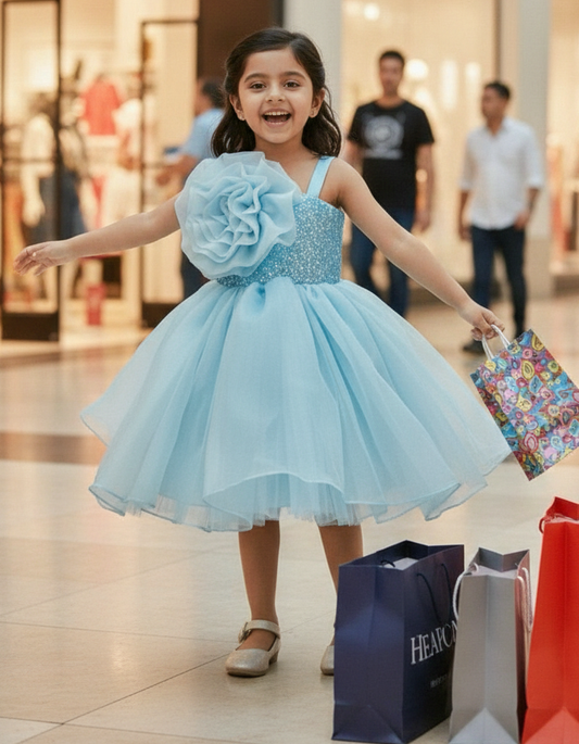 Girls blue casual frock m250050