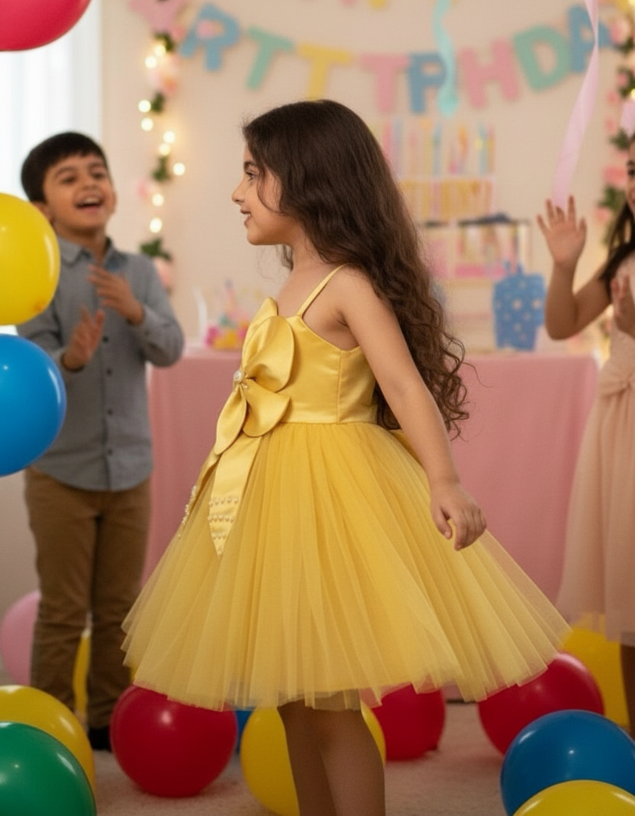 Girls gold casual frock m240055