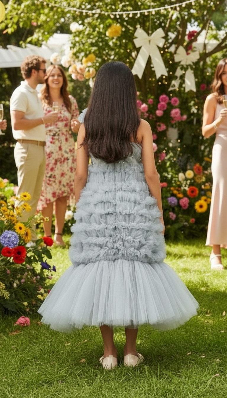 Girls Grey Gown length dress M232401