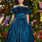 Girls teal Gown length Party frock m250287