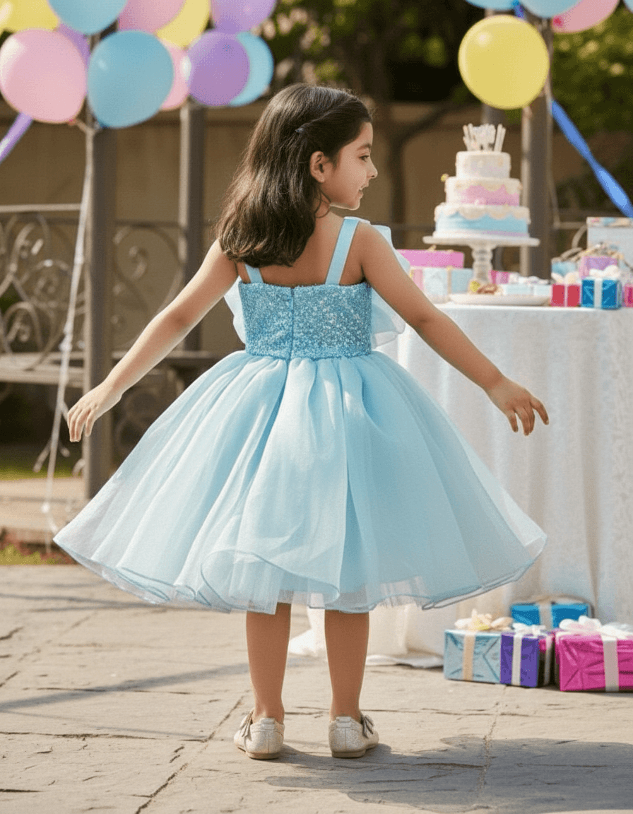 Girls blue casual frock m250050