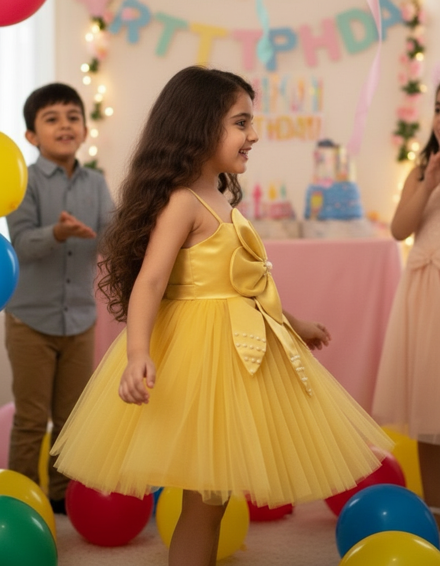 Girls gold casual frock m240055