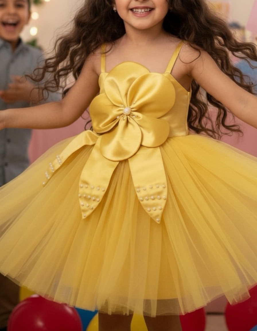 Girls gold casual frock m240055