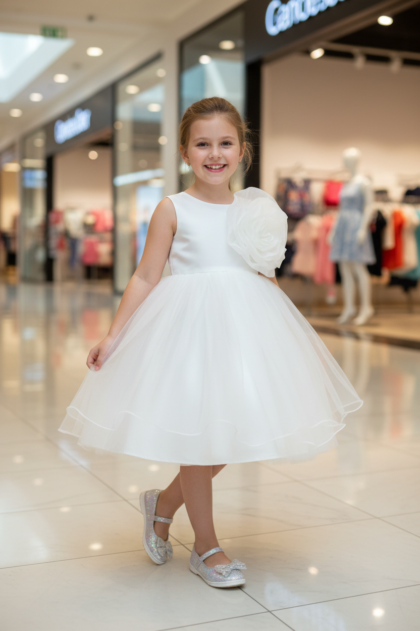 Girls white casual frock m250051