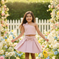Girls one shoulder knee length coord set