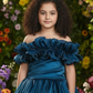 Girls teal Gown length Party frock m250287
