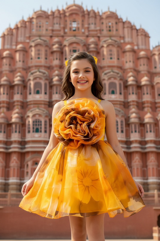 Designer Boutique Dresses yellow casual frock m240056