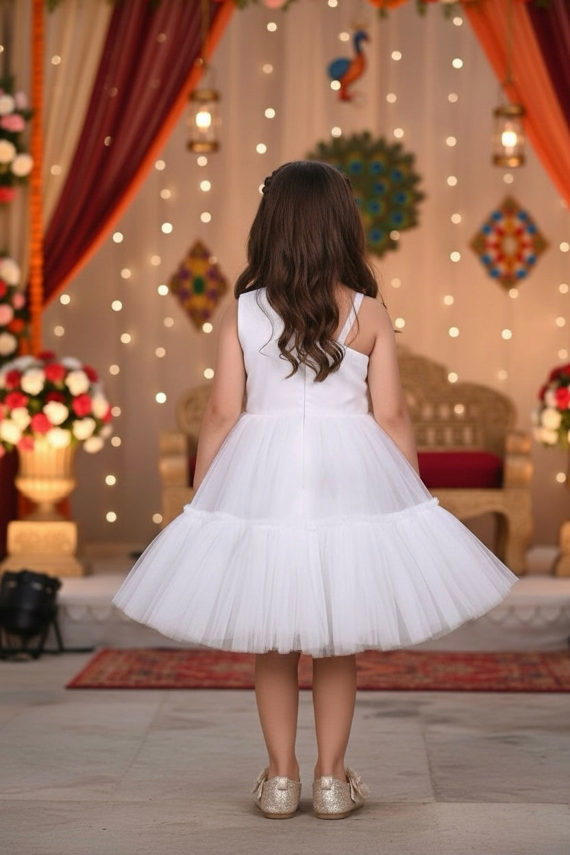 Girls white casual frock m250041